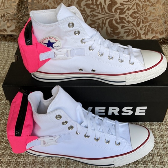Converse CTAS Buckle Up Hi White/Neo Pink/White MN - Picture 2 of 16